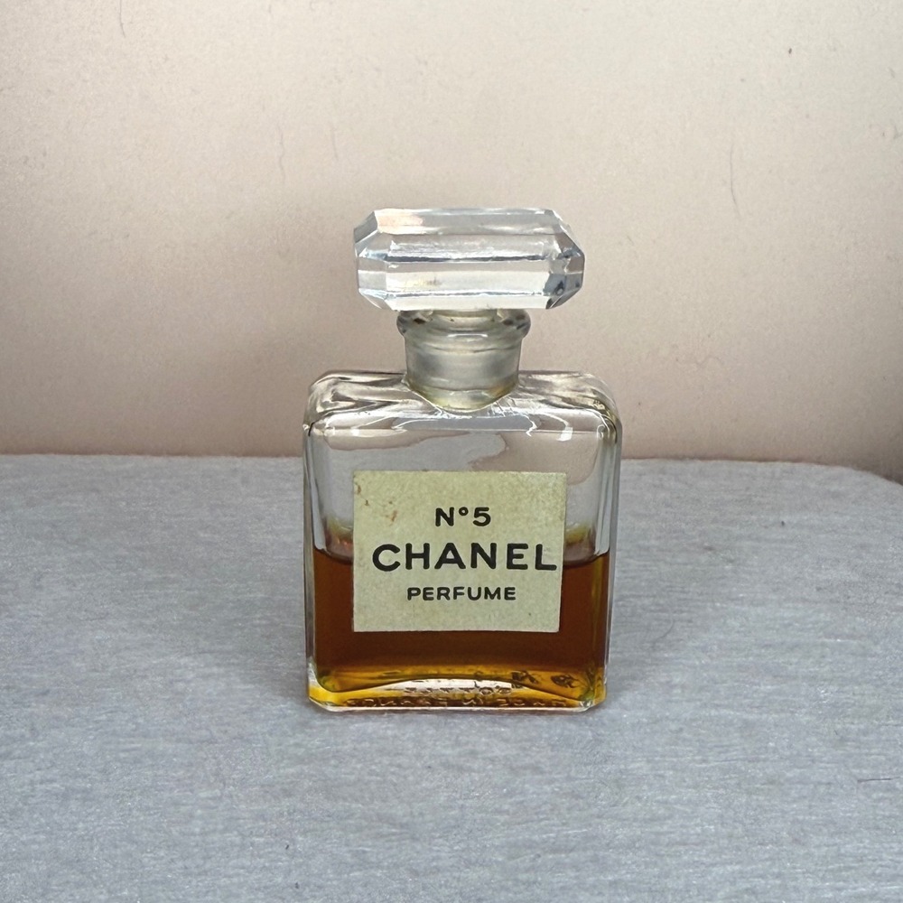 Vintage Chanel No 5 Perfume Mini Glass Bottle 1/4 fl oz 1950s